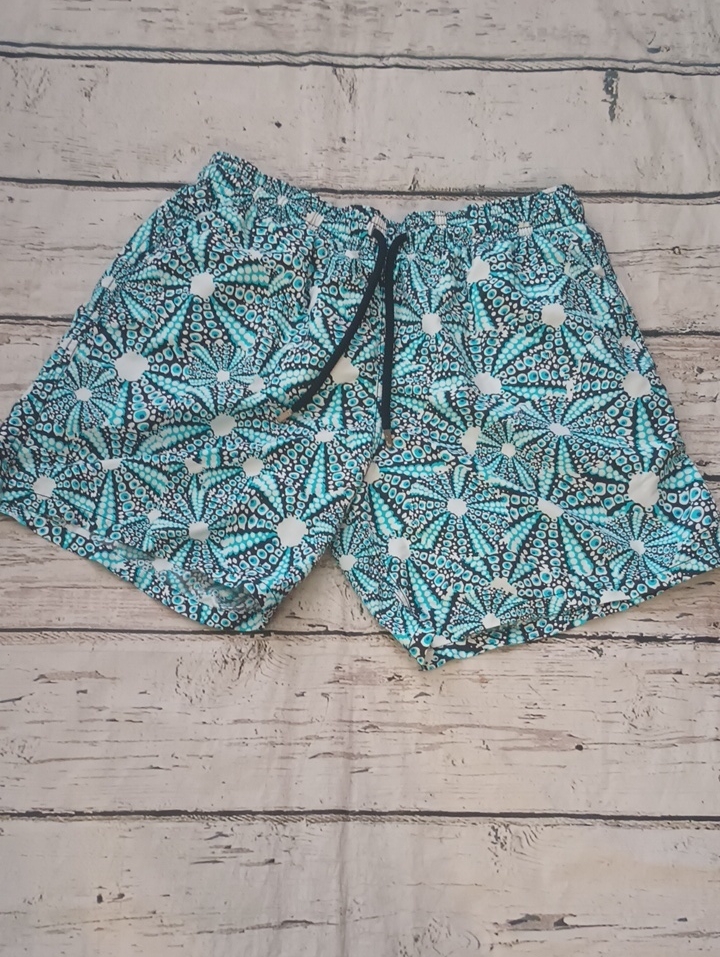 Vilebrequin Blue White Oursinade Sea Urchin Print Moorea Swim Trunks Xl